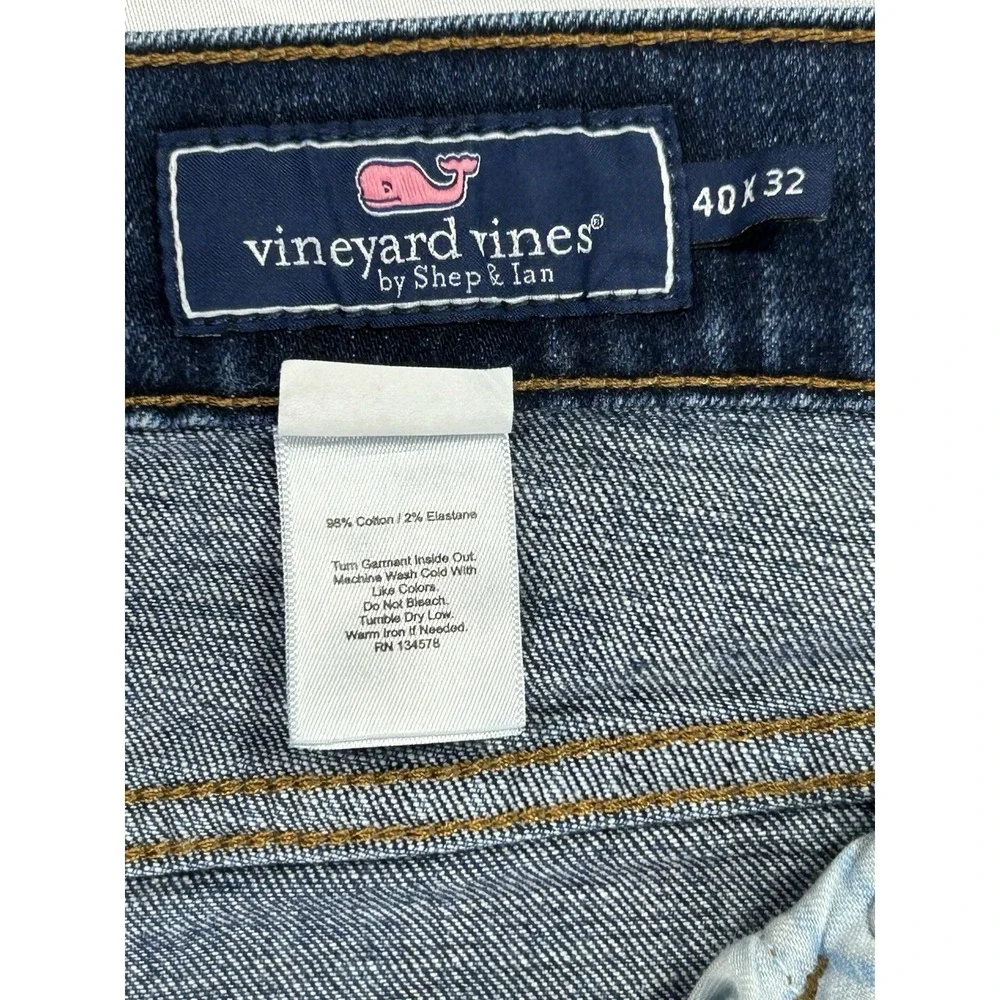 Vineyard Vines‎ Men's Blue Straight Denim Jeans Cotton Button Zip 5-Pocket Solid